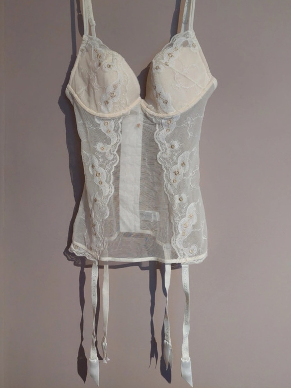 La Perla Ivory Lace Bustier with Garter Straps